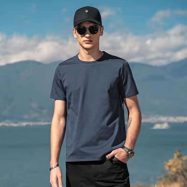 Herren Sommer Cool Feeling Eis Seide Baumwolle Kurzarm T-shirt Weiß Hochwertige Halb Casual Kleidung Aawa