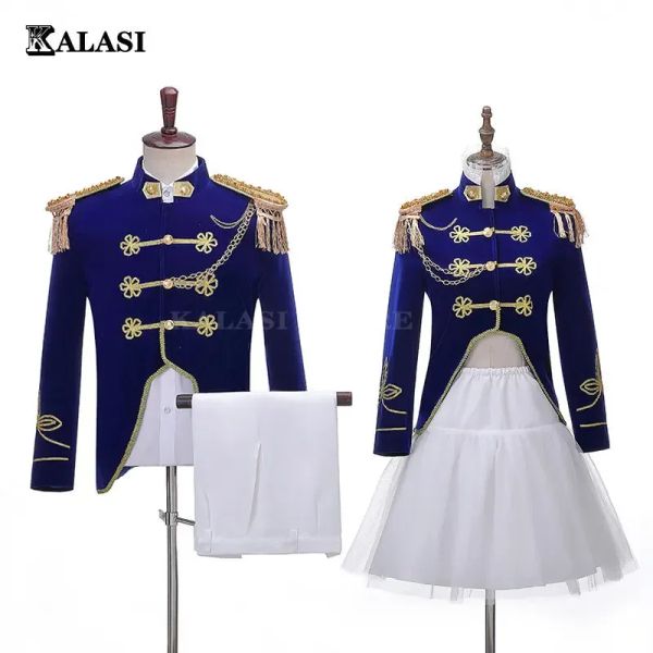 Abiti da sposo Abiti da giacca da marinaio Abiti da fede nuziale per adulti Halloween Costume da principe Victoria Uniforme da capitano militare per uomo