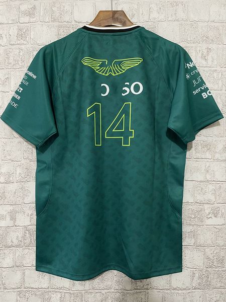 Summer Green 2024 Yeni F1 yarış arabası Aston Martin Racing Team Edition Racing Suit Kısa Kollu Alonso Yeşil Gömlek T-Shirts Büyük Boy Jersey Sürücü Polo Gömlekleri