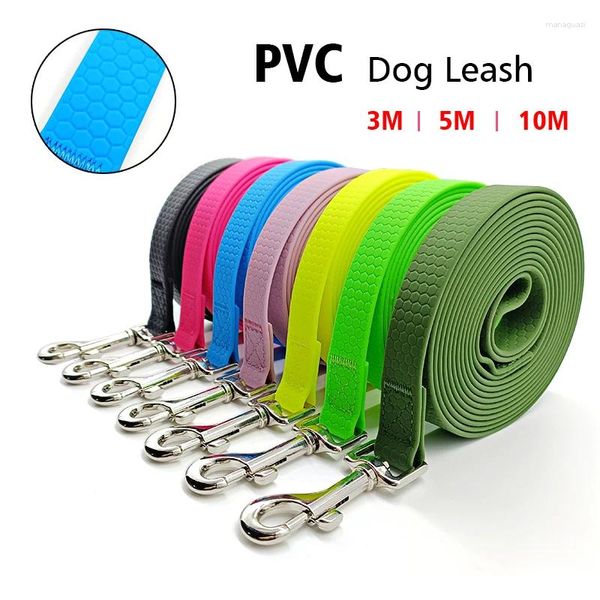 Coleiras de cachorro à prova d'água, trela de pvc, 3m, 5m, 10m, durável, alça longa, pequena, grande, corda de chumbo para animais de estimação, 3, 5, 10 metros, linha de caminhada de gato, suprimentos ao ar livre