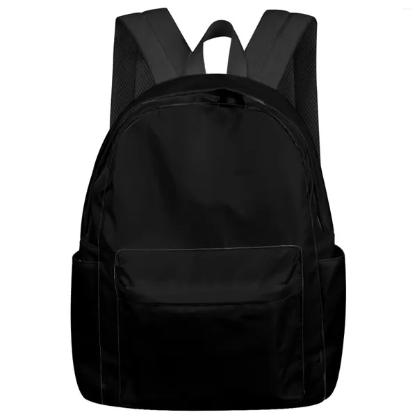 Zaino Nero Tinta unita Donna Uomo Zaini Scuola multitasche impermeabile per studenti Ragazzi Ragazze Laptop Book Pack Mochilas