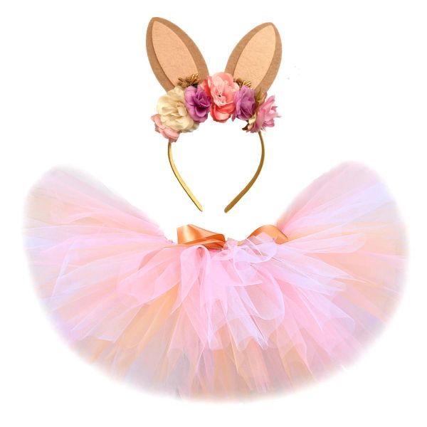 Kleider Osterhase Tutu Rock für Baby Mädchen Kostüm Kinder Kaninchen Flauschige Tutus Kleinkind Mädchen Tüllröcke Outfit für Geburtstagsfeier 014