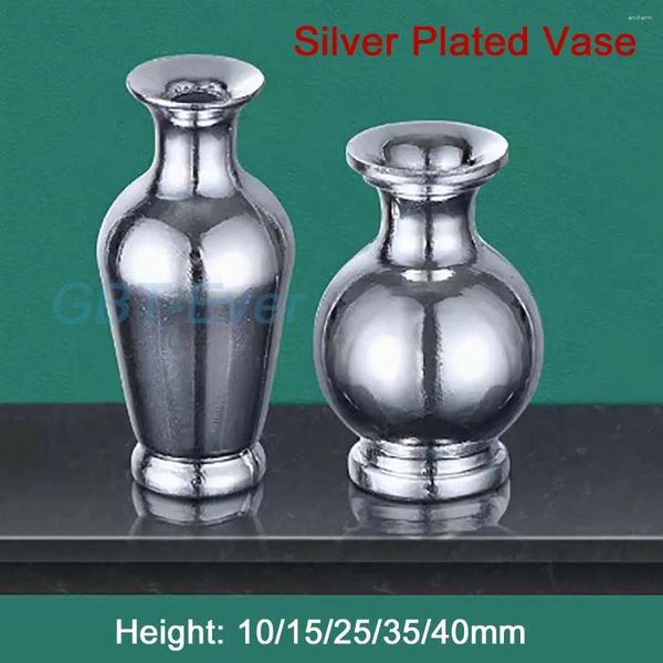 Vasen 5 stücke 10-40mm Mini Silber Überzogene Weiße Vase Handwerk Arrangement Blume Hausgarten Dekorationen Ornament Modell Miniatur