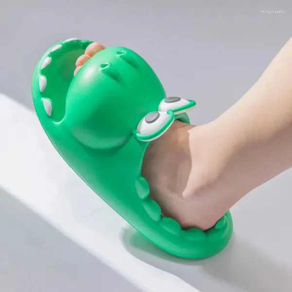 Chinelos unissex novidade criativo crocodilo feminino macio dedo do pé aberto sandálias de verão slides casal casa não deslizamento sapatos plataforma