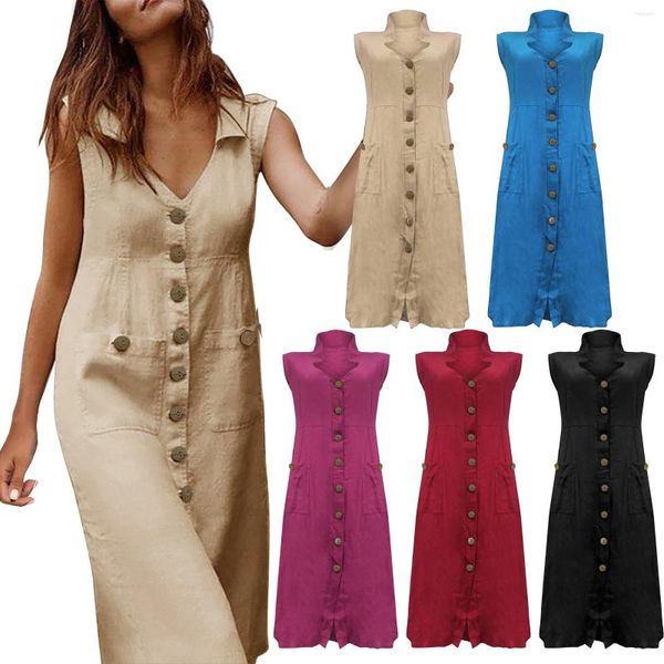 Vestidos casuais botão up camisa mulheres vestido bolso design multi cor feminino elegante sexy festa noite feriado vestidos