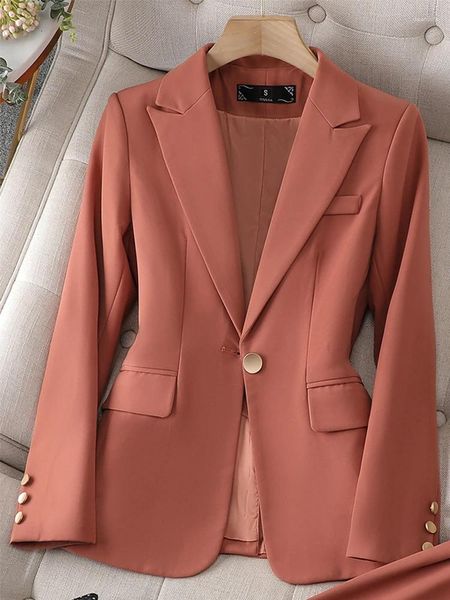 Abiti da donna Blazer da donna Donna Autunno Inverno Nero Rosso Giallo Manica lunga Bottone singolo Giacche da donna slim Cappotto