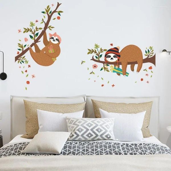 Adesivos de parede dos desenhos animados animal sala de estar quarto decoração para crianças decoração guarda-roupa porta pasta berçário pano de fundo decalques