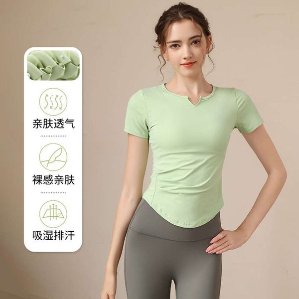 Nuova tuta da yoga T-shirt sportiva a maniche corte da donna che corre ad asciugatura rapida camicetta aderente camicia professionale da allenamento