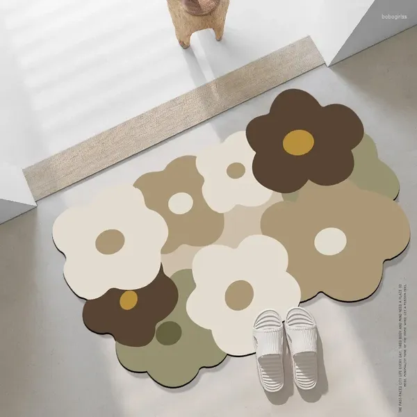 Teppiche, Badezimmer, saugfähige Bodenmatte, rutschfeste Tür, frischer Blumenteppich
