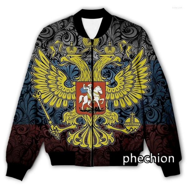 Herrenjacken Phechion Männer/Frauen 3D-gedruckte russische Flagge Kunst Freizeitjacke Mode Streetwear Sportmantel Q11