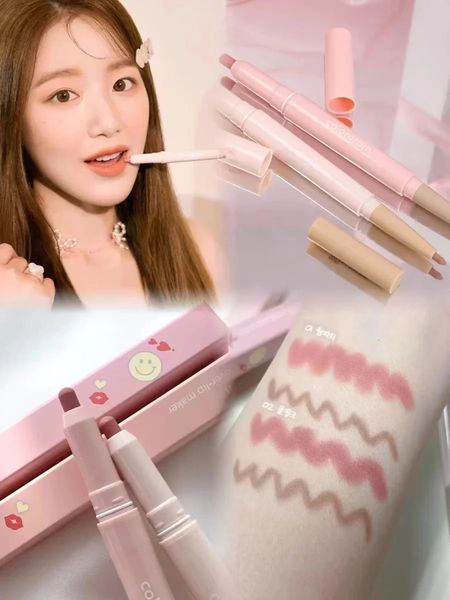 Maquiagem coreana Colorgram Double Ended Lip Liner Plump Pouty Lips Shadow Concealer Lip Pencil Batom Rare Beauty Cosmetics 240315