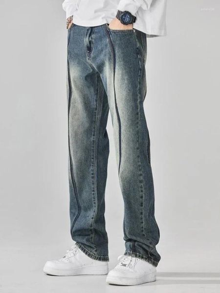 Pantaloni jeans da uomo Pantaloni da cowboy da uomo a gamba larga dritti retrò di grandi dimensioni Designer Originali ed eleganti stile coreano Y2k Streetwear