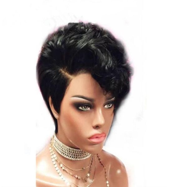 Parrucca anteriore in pizzo brasiliano corto Bob 13x6 Pre pizzico Pixie Cut Bob Parte laterale Parrucche per capelli umani per le donne Parrucca riccia in pizzo rimbalzante Remy749170179