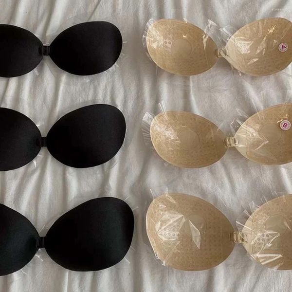 Sutiãs redondos invisíveis push up sutiã mulheres auto-adesivo silicone pegajoso sem alças sem costura fechamento frontal bralette roupa interior