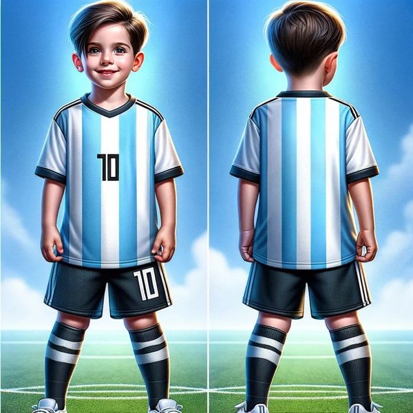 Erkek Futbol Formaları Ronal_do 10 ve 7 Jersey Çocuklar için Mess_i Futbol Gençlik Gömlek Hediye Çocuklar 3 Parça Set 240315