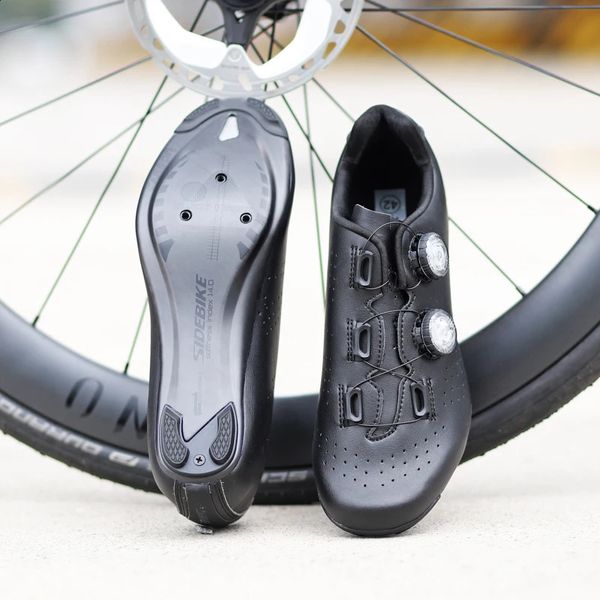 Sibebike sapatos de ciclismo de carbono sapatos de bicicleta de estrada botão duplo auto-bloqueio sapatos de bicicleta de corrida ultra leve sapatos respiráveis SD-020 240312