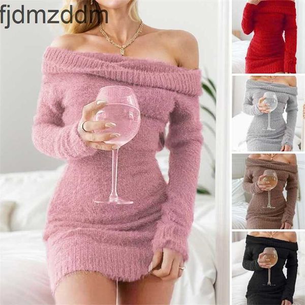 Designer-Damen-Kapuzenpullover, klassischer Trend, heißer Verkauf, einschulteriges, formelles Kleid, sexy, um die Hüfte gewickelter, langärmliger Linienkragen