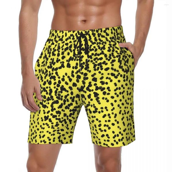 Pantaloncini da uomo Costumi da bagno dalmata Tavola estiva Nero Giallo Pois Classico da spiaggia Uomo che corre Surf Costume da bagno ad asciugatura rapida