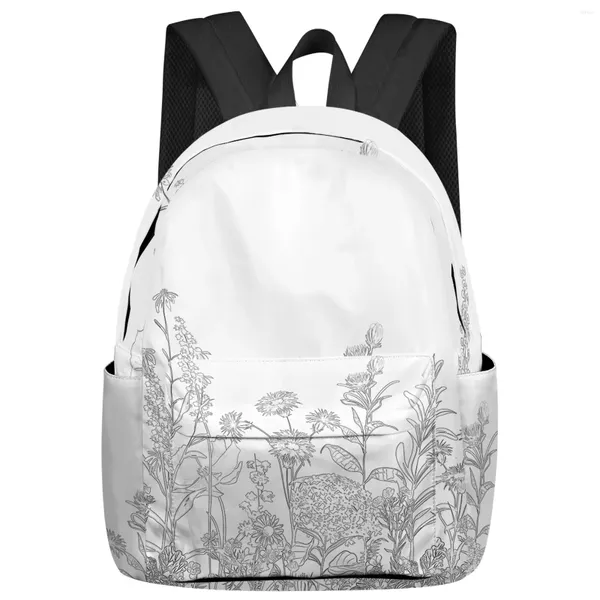 Mochila floral vintage pintado à mão estudante sacos de escola laptop personalizado para homens mulheres mochila de viagem