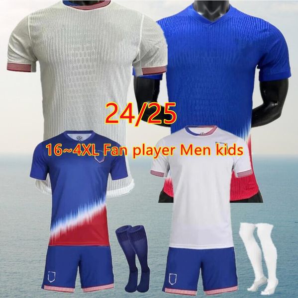 24 25 PULISIC MCKENNIE Camisa de futebol ERTZ Heath ALTIDORE PRESS WOOD MORGAN LLOYD 2024 2025 América Camisa de futebol Estados Unidos Camisetas EUA USMNT PLAYER Men Kit