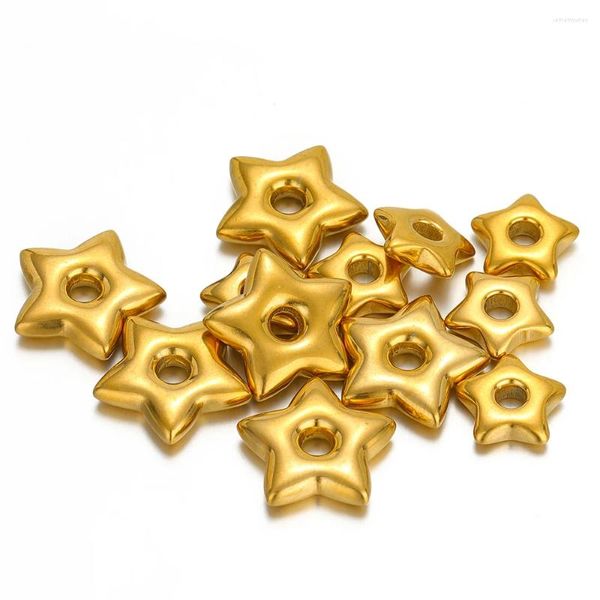 Encantos 5 peças cor dourada aço inoxidável grande buraco estrela para joias diy colar pulseiras suprimentos brincos de argola
