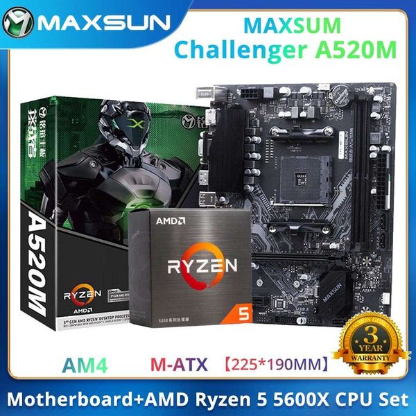 MAXSUN Completa NOVA Placa-mãe A520M com AMD Ryzen5 5600X CPU combinada Dual channel DDR4 M.2 Para Desktop Gaming Computer Combo