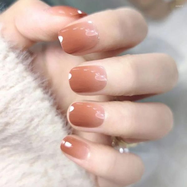 Unhas Falsas Wearable Manicure Francês Falso À Prova D 'Água Cabeça Quadrada Cobertura Completa Imprensa em Dicas de Unhas Menina