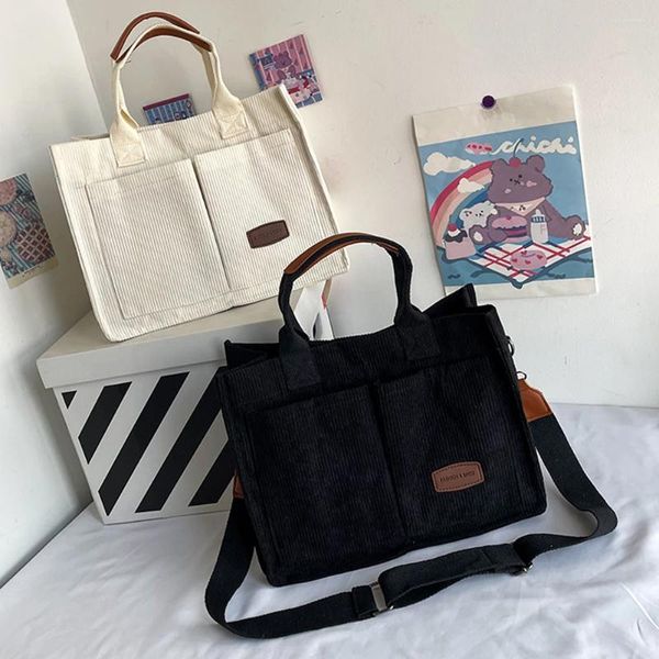 Borse portaoggetti Borsa tote in velluto a coste Borsa casual Borsa hobo da donna di grande capacità con tasche multiple Borsa alla moda per lavoro Shopping Viaggi