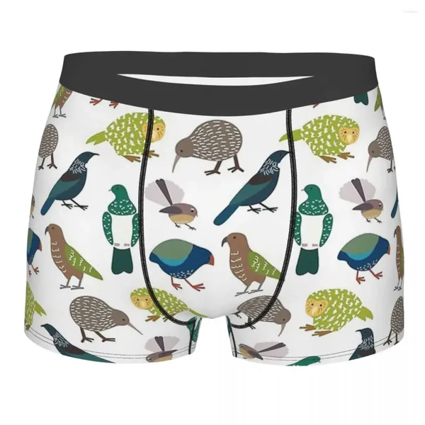 Cuecas bonito zelândia branco kakapo papagaio kaka po strigops habroptila pássaro pássaros calcinha homem roupa interior shorts boxer briefs