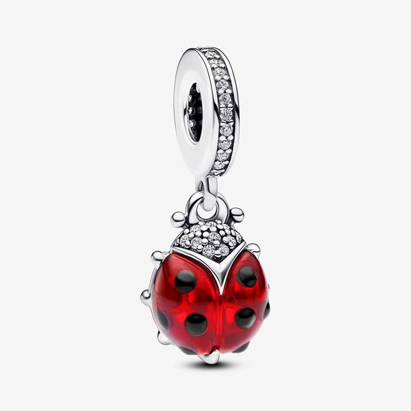 Ciondolo coccinella rossa Ciondolo Pandoras in argento sterling 925 Set di ciondoli di lusso Bracciale che fa ciondoli perline Collana di design Ciondolo Scatola originale Commercio all'ingrosso della fabbrica