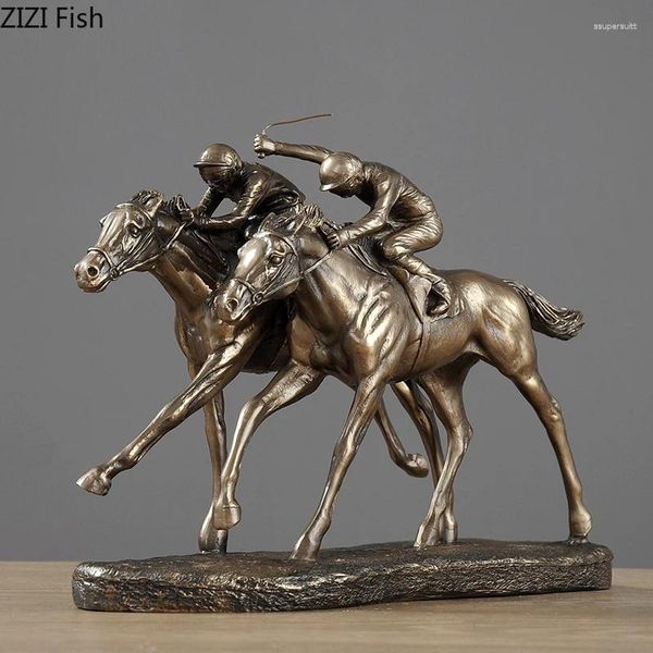 Figurine decorative in metallo figura simulazione simulazione artigianato ornamenti gara atleta equestre decorazioni per la casa