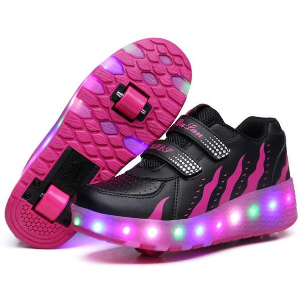 HBP Factory Outlet non di marca Scarpe da ginnastica di moda in linea ricreative per bambini piccoli Ricarica USB Scarpe a rotelle retrattili illuminate a LED per bambini