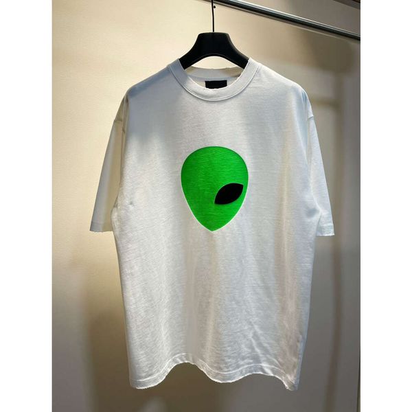 Led Balenciagia Track Designer-Kleidung Triple S Balanciaga T-Shirt ExtremeHigh Version Paris Limited Edition Alien Mask Print mit Wasser gewaschen Loch getragen Kragen b Fa