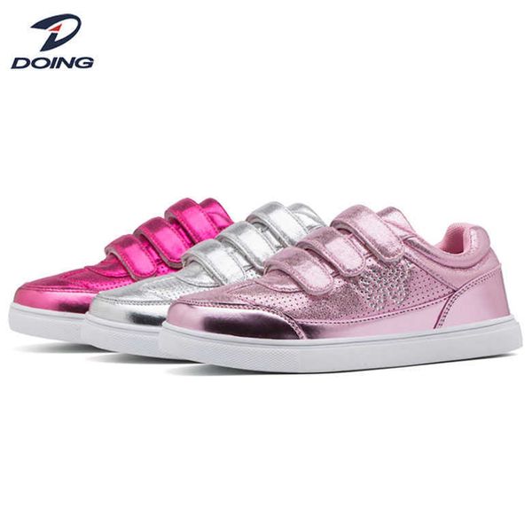 HBP Não-marca brilhante pu menina casual tênis de skate correndo sapatos infantis engraçados