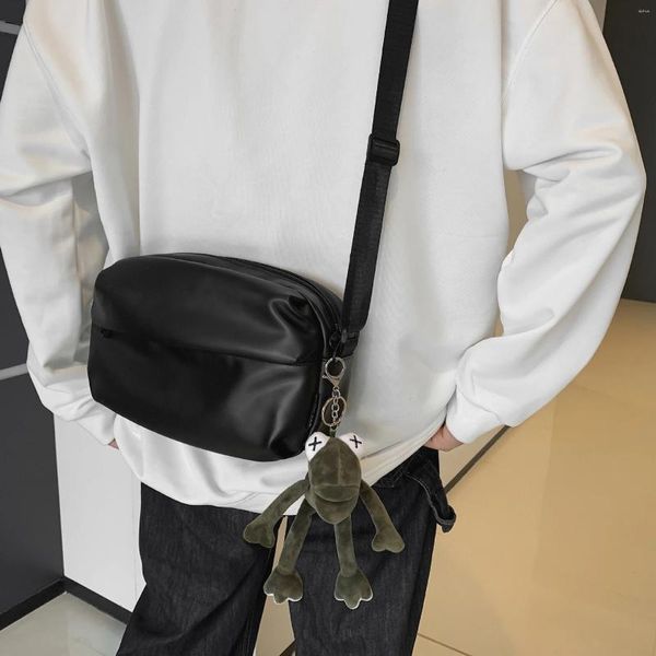 Сумка для мужчин и женщин, молодежный дизайн, инструменты, на одно плечо, сумка-мессенджер из искусственной кожи, повседневная однотонная женская сумка для мобильного телефона, плюс кулон в виде лягушки