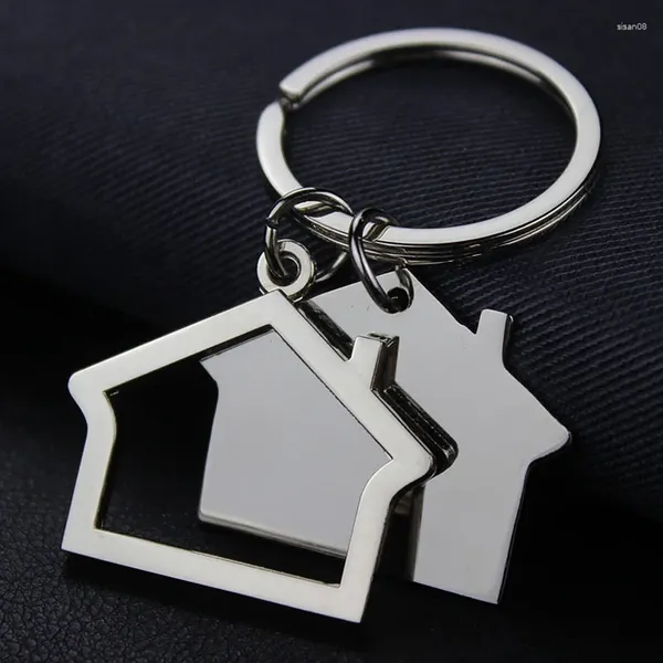 Chaveiros casa moderna casa chaveiro metal oco out cottage keyring para homens mulheres saco carro unisex natal adorável presente presente jóias