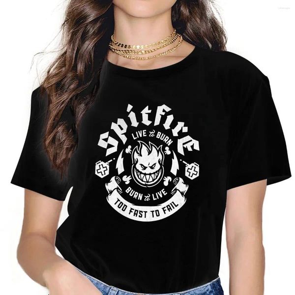 Kadın Tişörtleri Spitfire Serin Skate başarısız olmak için çok hızlı gömlek grunge tees yaz harajuku Crewneck Polyester Tshirt