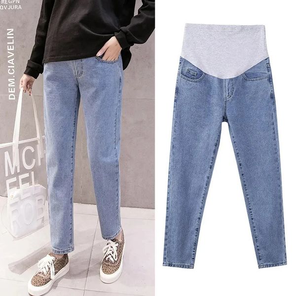 Pantaloni addominali gravidanza Jeans Pantaloni premaman per le donne incinte Vestiti Pantaloni a vita alta Jeans svasati elasticizzati in denim largo 240311