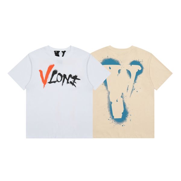 VLONE Tshirt New Brand tessuto in cotone lycra Camicie stampate con O-collo per uomo e donna T-shirt in cotone Casual manica corta Tendenza moda classica per camicia da uomo 6215