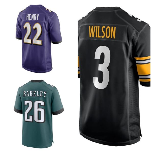 2024 Jersey New Move Phi Saquon Barkley 26 Bal Derrick Henry 22 Pits Russell Wilson 3 Team Jerseys costurados tamanho masculino S-XXXL