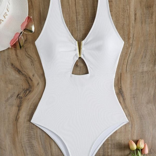 Costumi da bagno da donna 2023 Cut-Out con coulisse Frangia anteriore Trim Costume da bagno Donna Un pezzo Beachwear femminile Bagnanti Costume da bagno Nuoto Costume da bagno