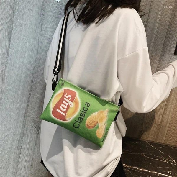 Tasche Lustige Kartoffel Chip Leinwand frauen Messenger 2024 Schulter Nette Persönlichkeit Mini Lagerung Brieftasche Cartoon