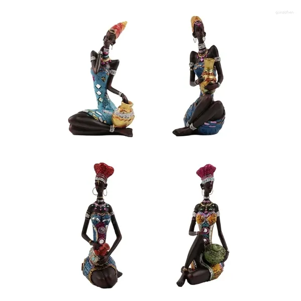 Dekorative Figuren, afrikanische Frauenfigur, Statuen, Kunstharz, Stammeskunst, Schreibtischdekoration, Artikel, Akzentskulptur, Direktversand