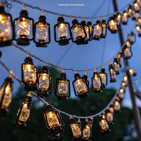 Strings Powered Outdoor Hängende Laterne Party Dekoration Camping String Lichter Lampe Kerosin Atmosphäre Licht