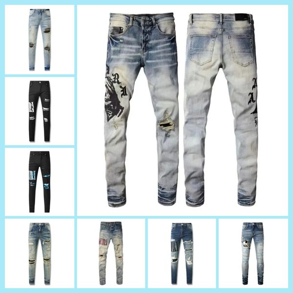 Z792 jeans jeans viola designer uomini ginocchia magro dimensioni dritta 2840 moto alla moda long hole high street denim in denim 2 torta all'ingrosso