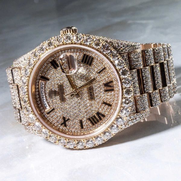 Moissanite Watch zertifizierter Schmuck VVS Edelstein rund brillant geschnittene weiße losen natürlichen Männern Uhren