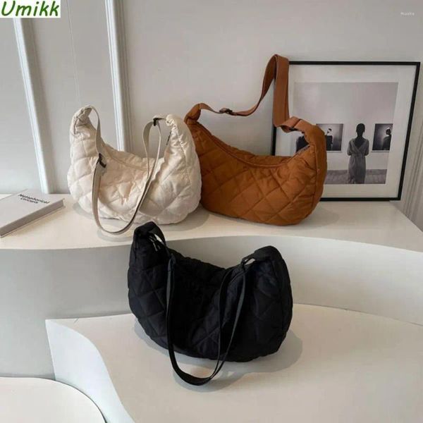 Женская сумка-хобо с подкладкой на плечо, универсальная сумка-мессенджер в форме полумесяца, мягкая стеганая сумка через плечо для работы, путешествий