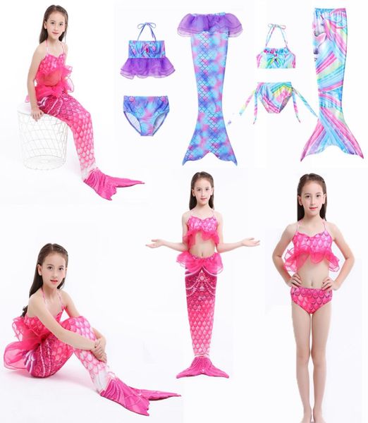 Costume da bagno cosplay per ragazze 3 pezzi Costume da bagno coda a sirena per bambini sirena Piscina per il nuoto Costume da bagno cosplay per ragazze Principessa sirena party Cosplay7602881