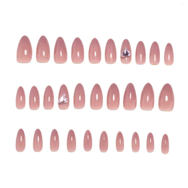 Unghie finte Donna Nail Art Cuore Cristallo scintillante Artificiale rimovibile per la decorazione delle mani