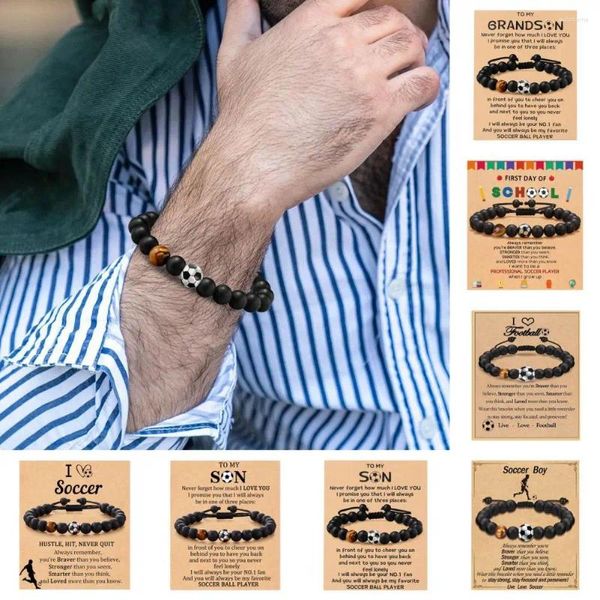 Braccialetti a maglie Bracciale unisex regolabile Occhio di tigre Pietra Calcio per adolescenti Perline Regalo di San Valentino per il compleanno di una ragazza adolescente